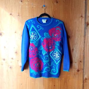 Cricket Lane Vintage Pink & Purple Floral Pullover Sweater
